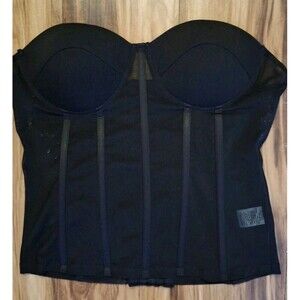 Mesh Corset Top Large Black Sweetheart Neckline Sheer Padded Boning Top Chic